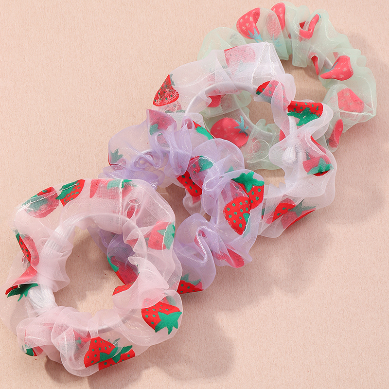 Fashion Strawberry Printing Hair Scrunchies display picture 5