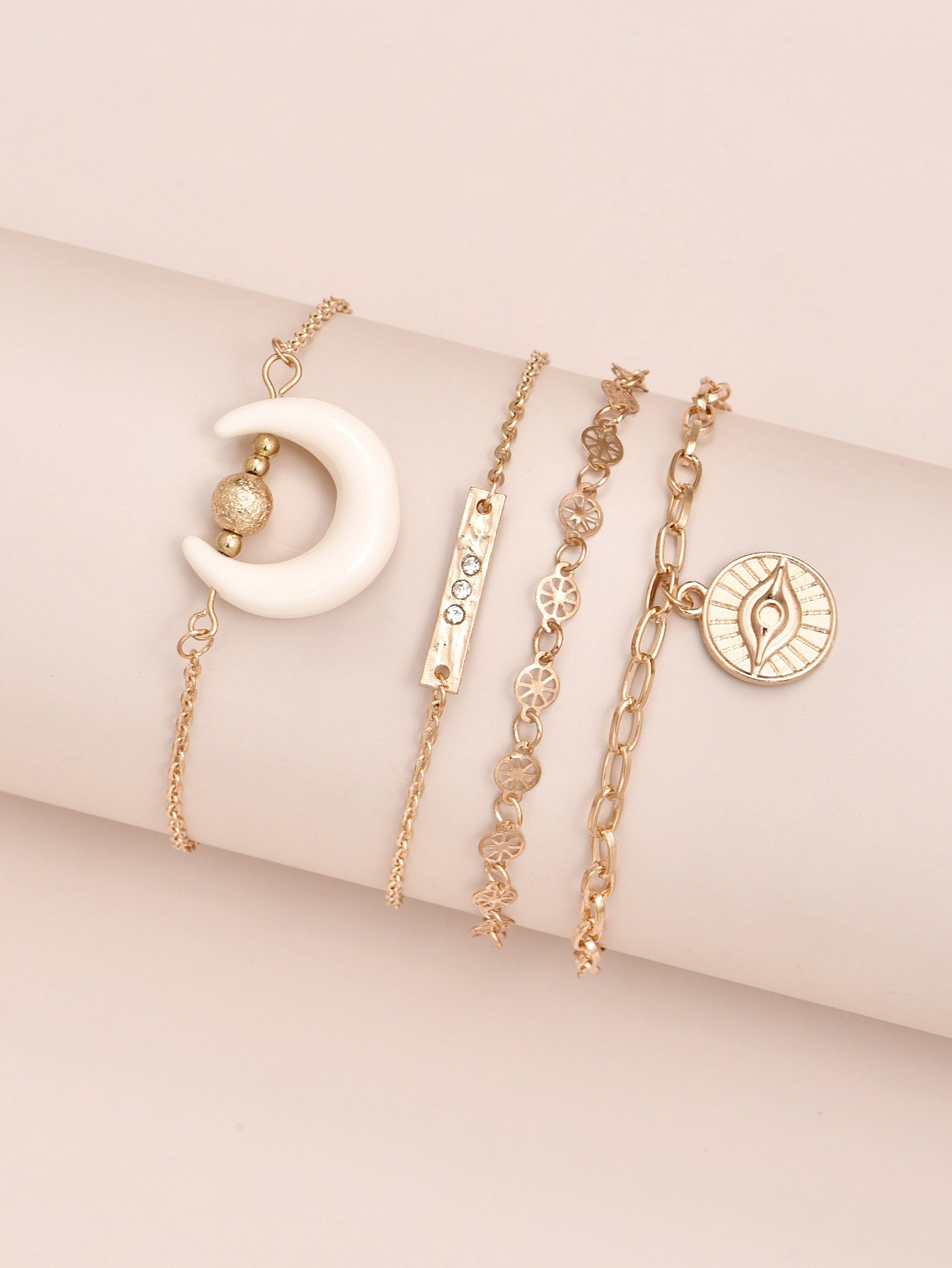 Korean Style Simple Crescent Pendant Bracelet Combination 4-piece Sets display picture 3