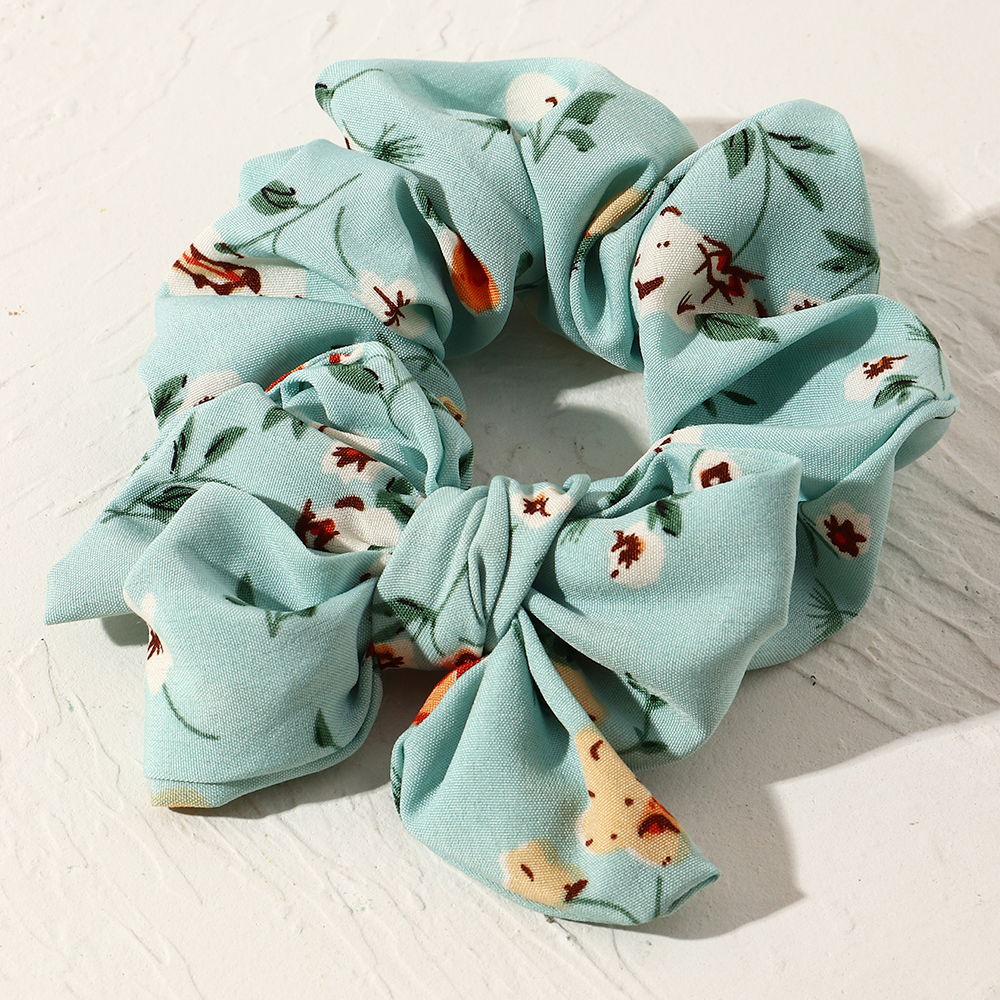 Scrunchies De Pelo De Tela De Bowknot Floral Retro display picture 4