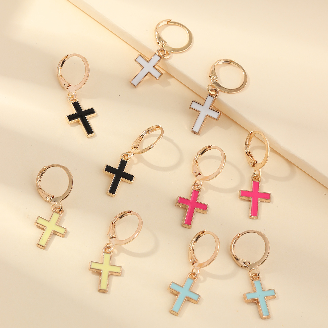 Fashion Dripping Oil Cross Multi-piece Children's Earrings display picture 1