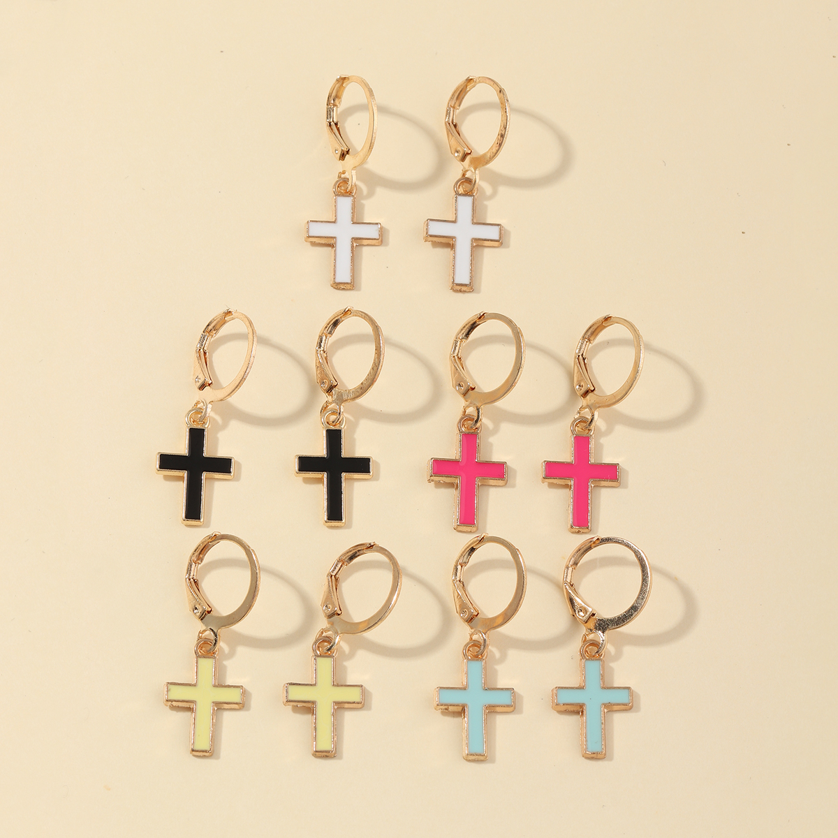 Fashion Dripping Oil Cross Multi-piece Children's Earrings display picture 4