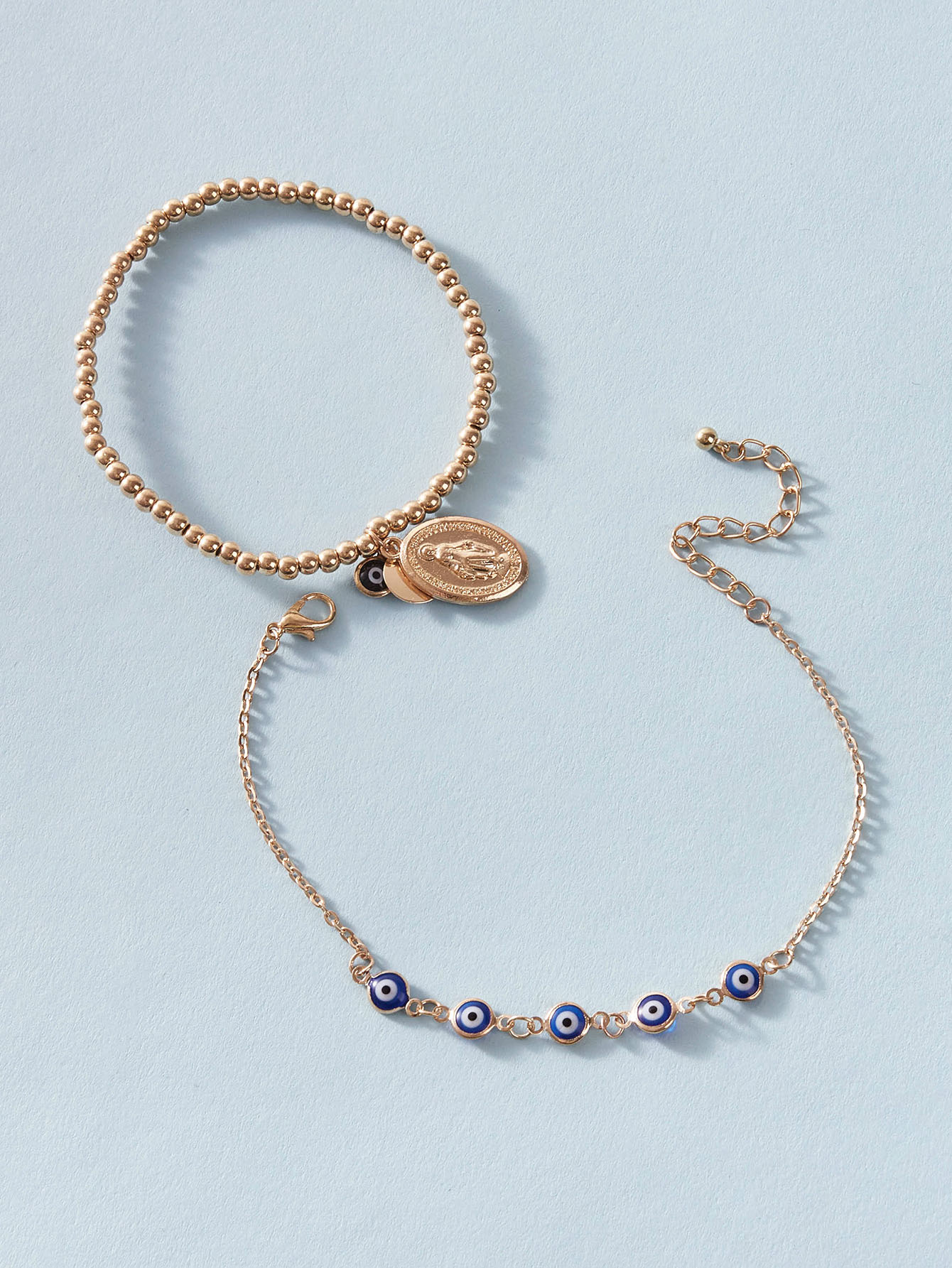 Bracelet De Cheville De Combinaison De Chaîne Bleue De Pendentif D&#39;ange De Style Simple display picture 3