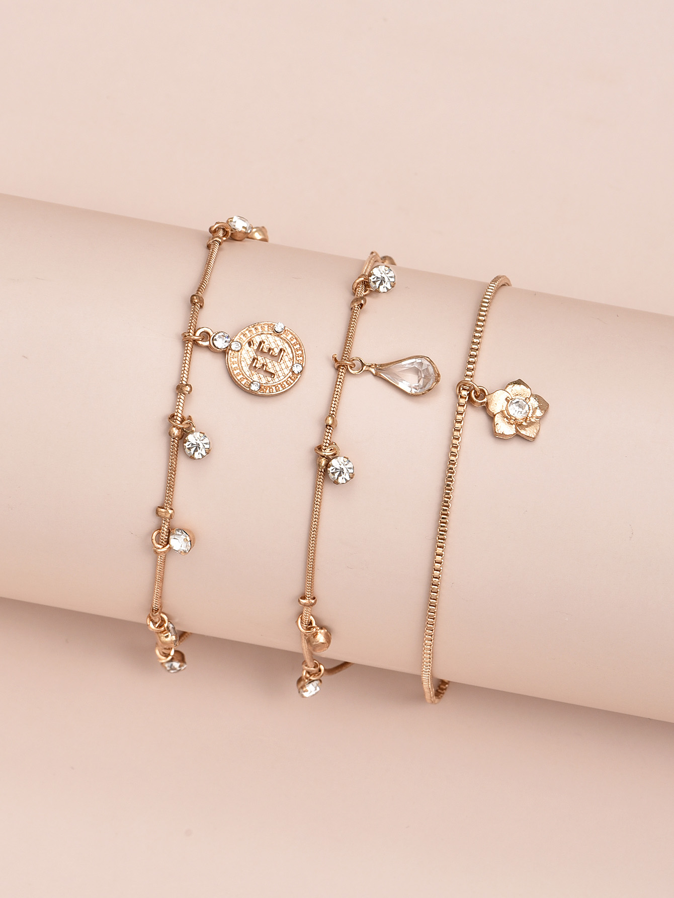 Korean Fashion Style Water Drop Diamond Flower Anklet display picture 3