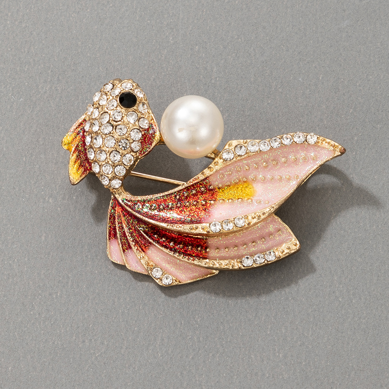New Fashion Style Cute Diamond-studded Goldfish Brooch display picture 2