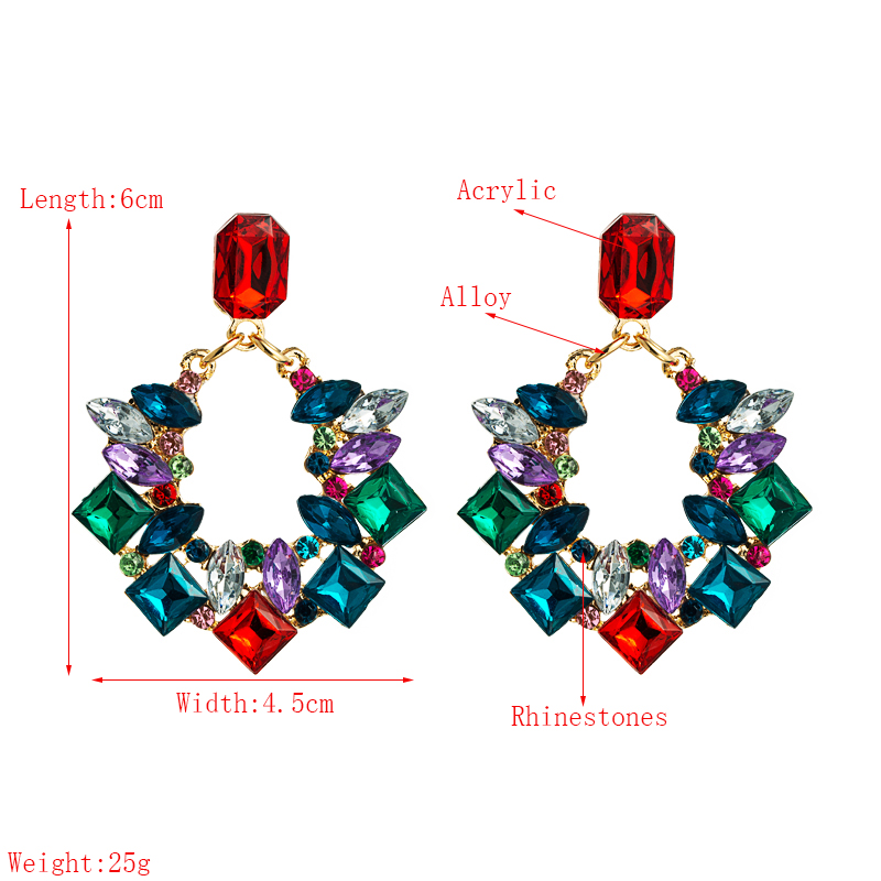 Fashion Style Exaggerated Geometric Alloy Inlaid Rhinestone Earrings display picture 1