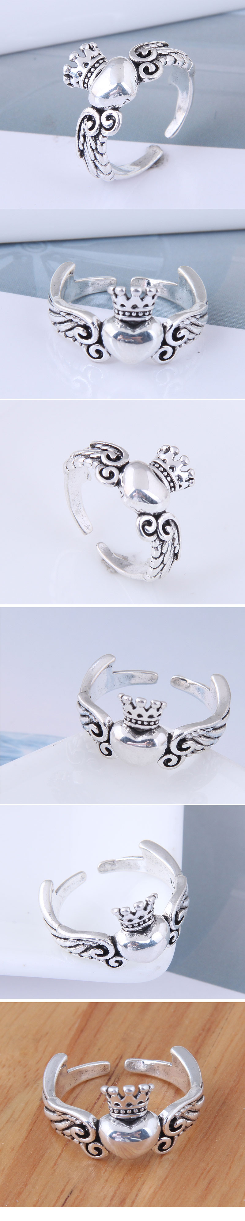 New Style Fashion Simple Retro Angel Love Open Ring display picture 1