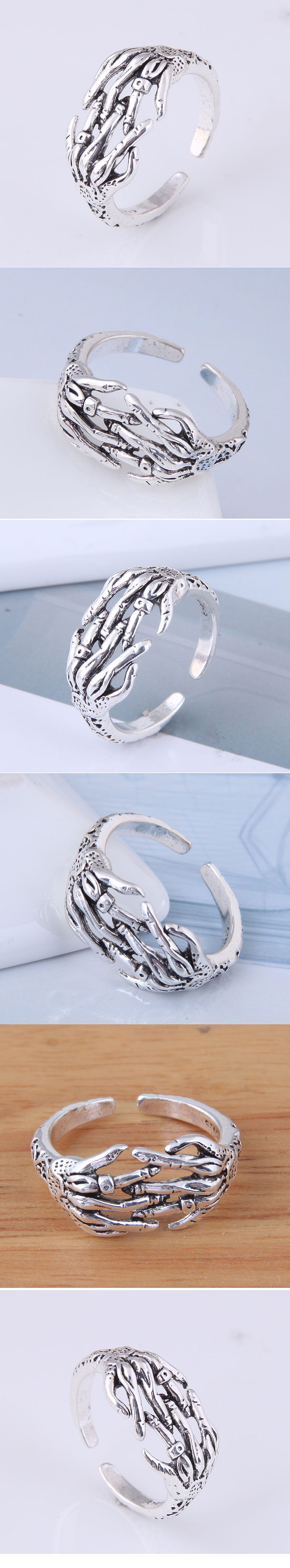 Mode Einfache Retro Magische Klaue Offenen Ring display picture 1