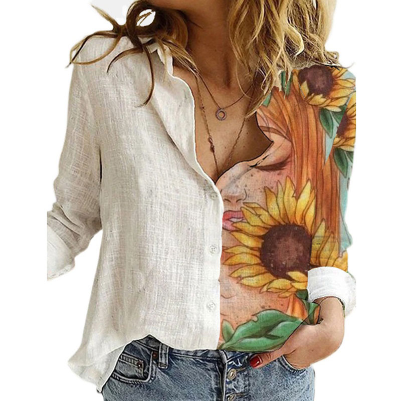 Casual Printed Long-sleeved Loose Shirts display picture 2