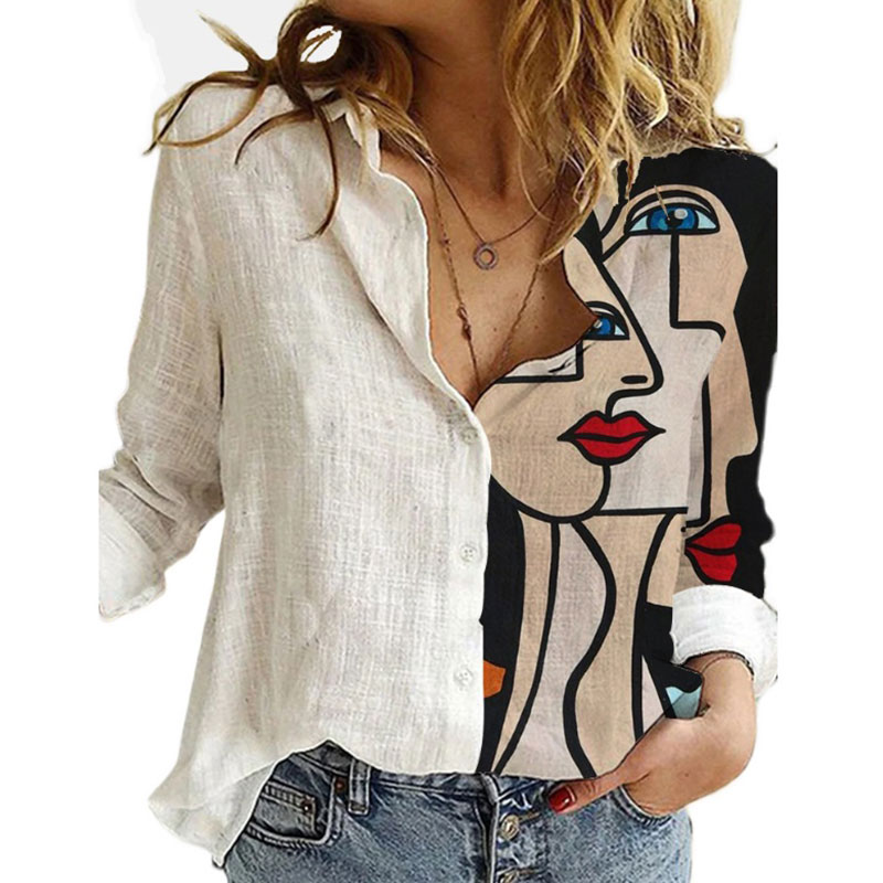 Casual Printed Long-sleeved Loose Shirts display picture 7