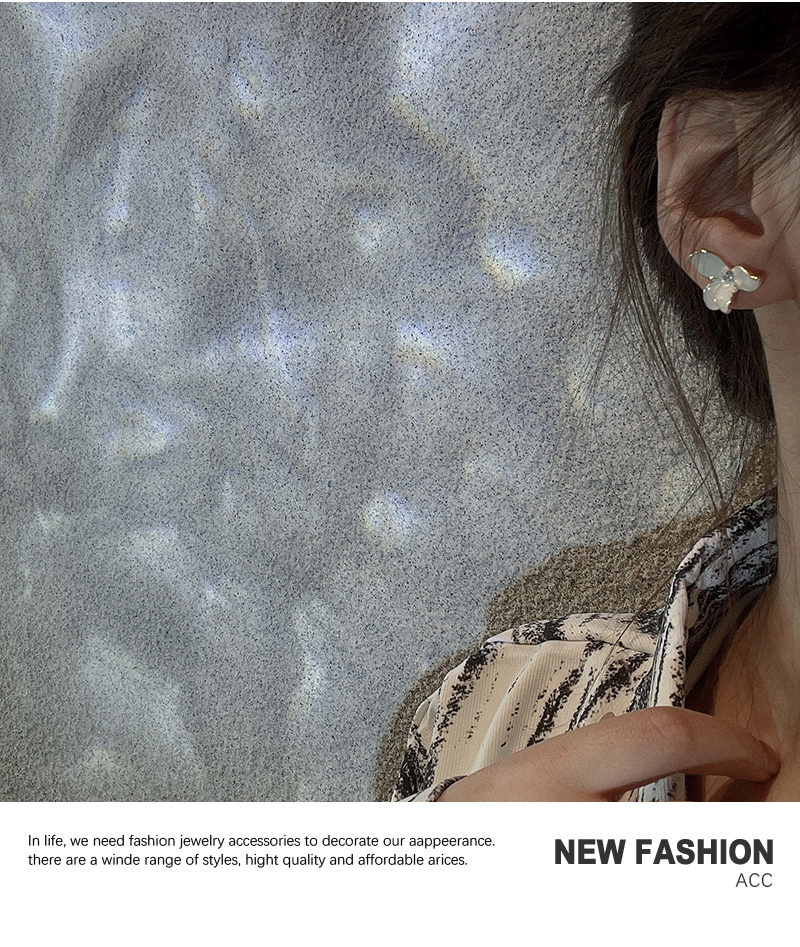 Style De Mode Nouvelles Boucles D&#39;oreilles Zircon Pétale Blanc display picture 4