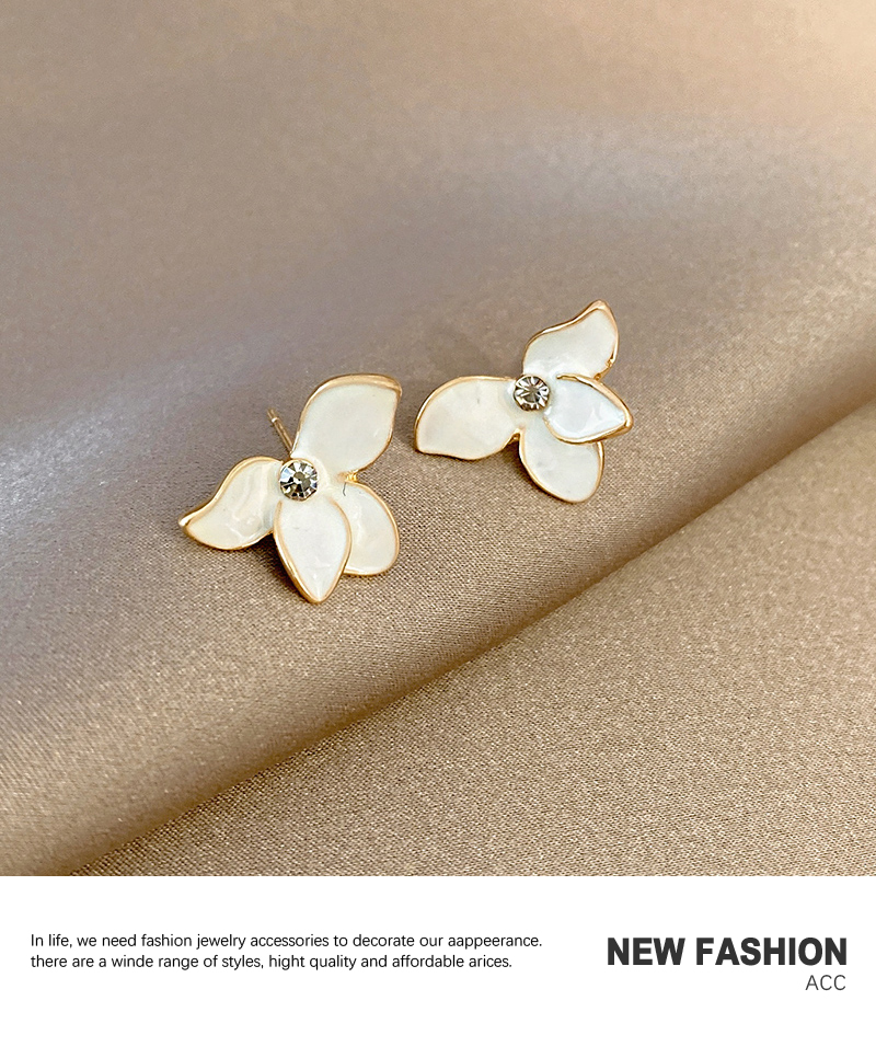 Modestil Neue Weiße Blütenblatt Zirkon Neue Ohrringe display picture 6
