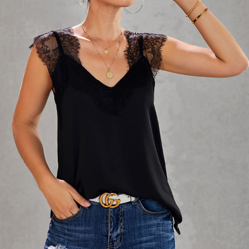 Sommermode New Style Lace Stitching Weste Top display picture 2