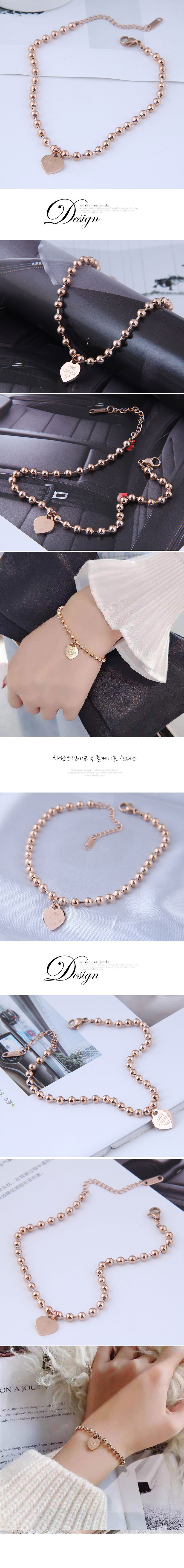 Korean Fashion Sweet Ol Simple Love Titanium Steel Bracelet display picture 1
