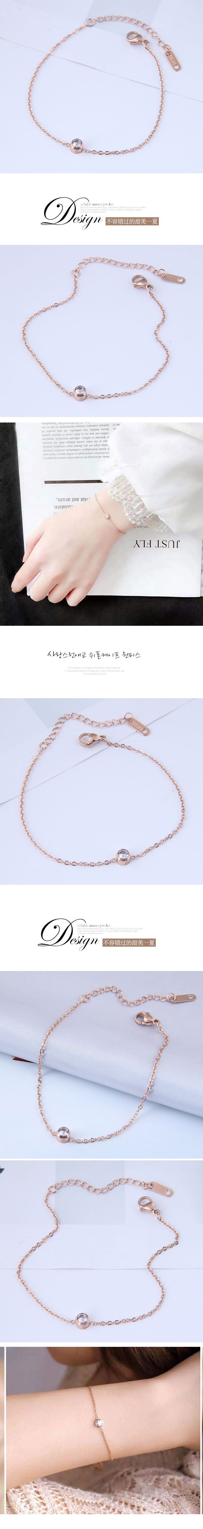 Korean Fashion Sweet Ol Simple Single Zircon Titanium Steel Bracelet display picture 1