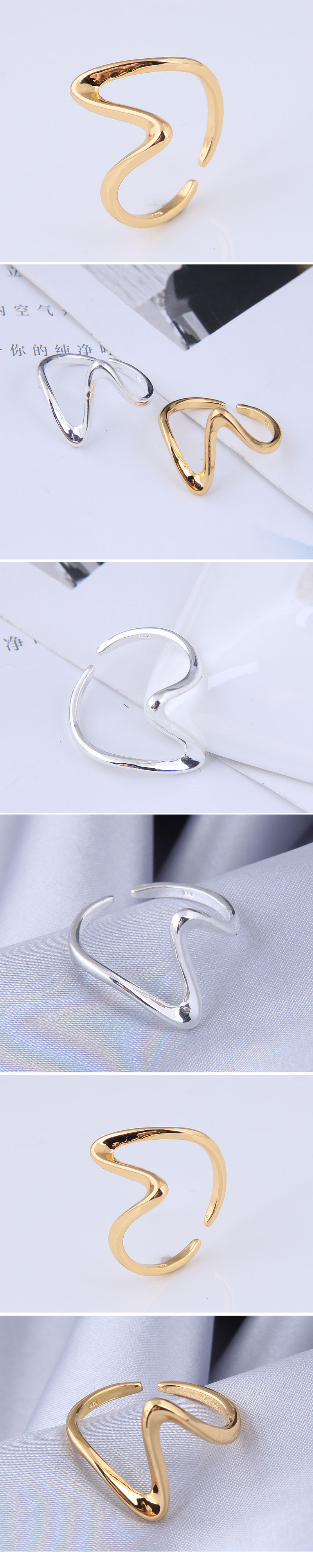 Korean Fashion Ecg Personality Open Copper Ring display picture 1