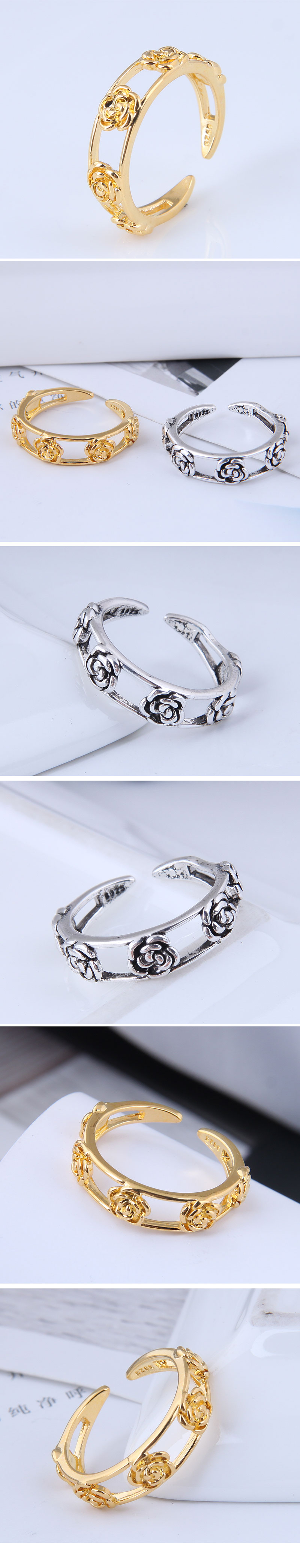Korean Fashion Style Rose Flower Open Copper Ring display picture 1