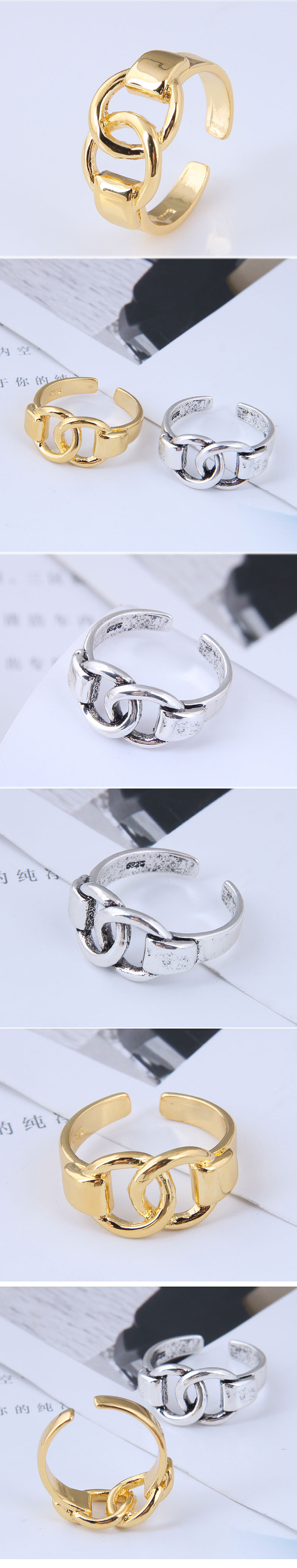Korean Fashion Sweet Ol Simple Double Ring display picture 1