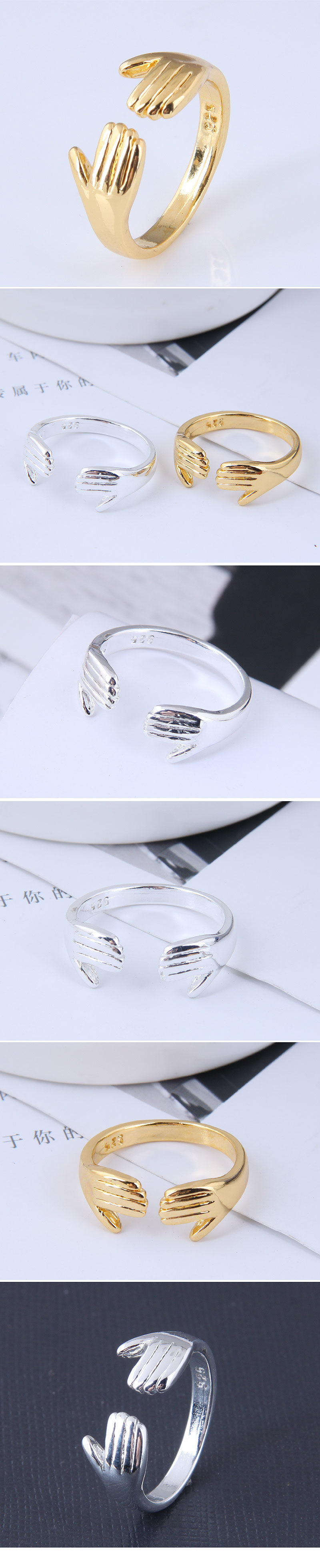 Korean Fashion Sweet Ol Simple Gesture Opening Ring display picture 1