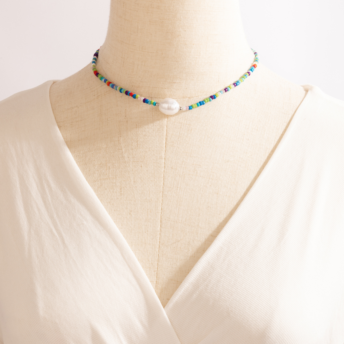 New Bohemian Fashion Pearl Rice Bead Necklace display picture 1