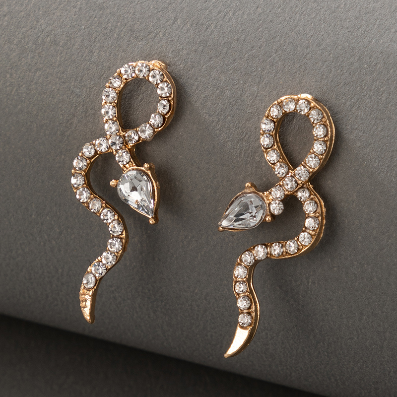 New Baroque Geometric Exaggerated Snake-shaped Diamond Earrings display picture 1