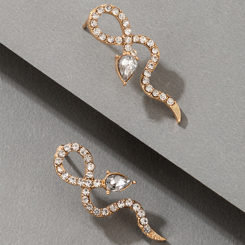 New Baroque Geometric Exaggerated Snake-shaped Diamond Earrings display picture 2