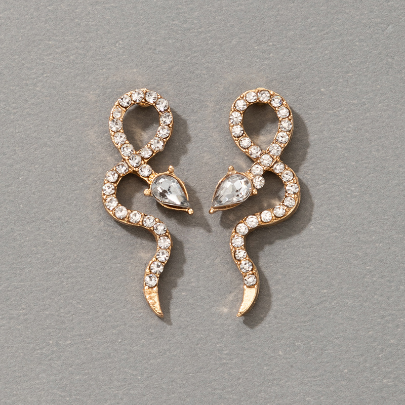 New Baroque Geometric Exaggerated Snake-shaped Diamond Earrings display picture 4