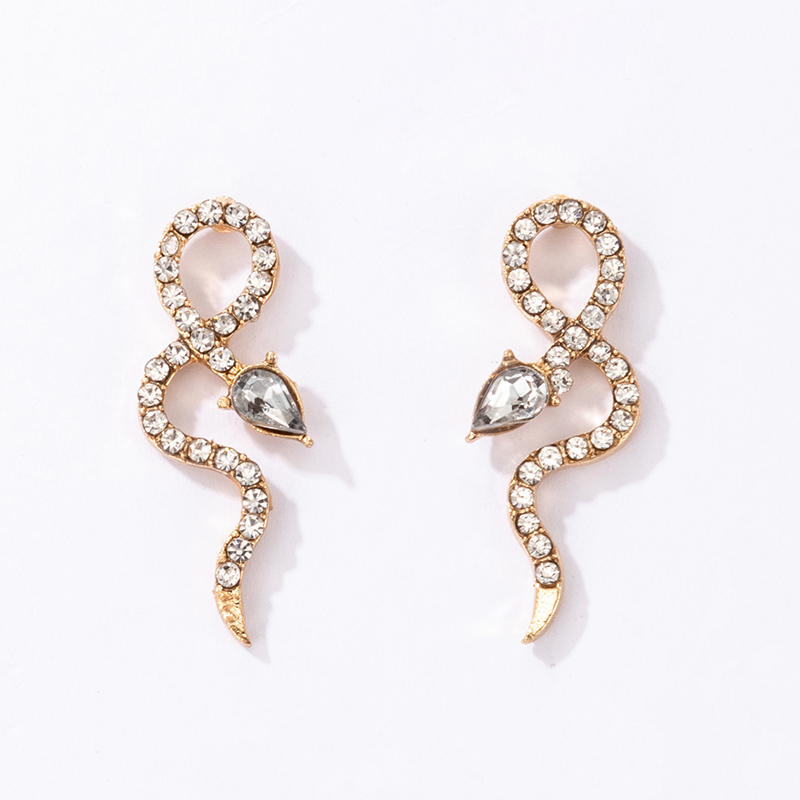 New Baroque Geometric Exaggerated Snake-shaped Diamond Earrings display picture 6
