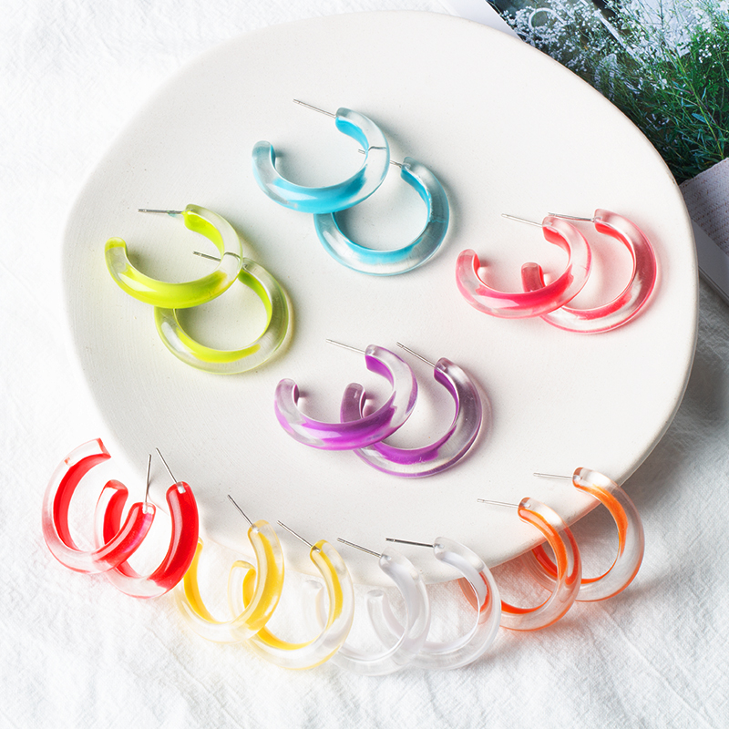 Fashion New Style Candy C-shaped Acrylic Earrings display picture 1