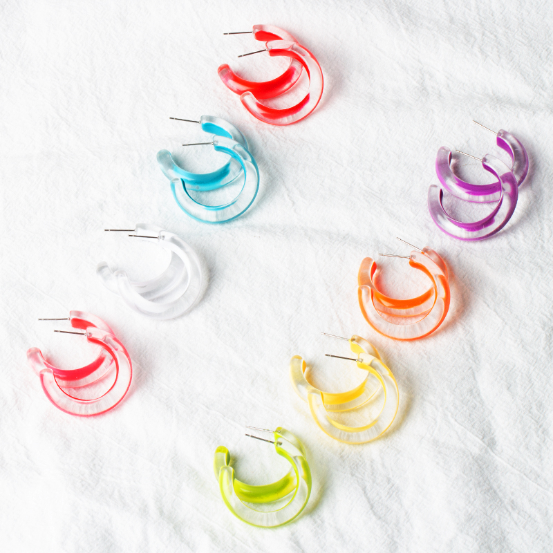 Fashion New Style Candy C-shaped Acrylic Earrings display picture 2