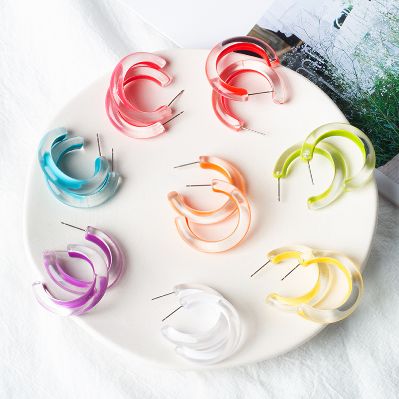 Fashion New Style Candy C-shaped Acrylic Earrings display picture 3