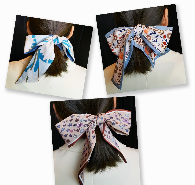 Fashion New Style Fruit Flower Long Tie Hair Silk Scarf Headband display picture 3