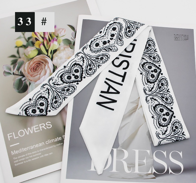 Fashion New Style Fruit Flower Long Tie Hair Silk Scarf Headband display picture 20