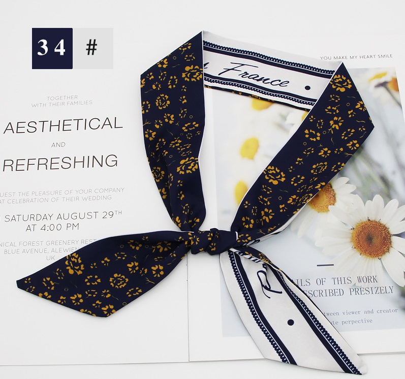 Mode Neue Art Obstblume Lange Krawatte Haar Seidenschal Stirnband display picture 22
