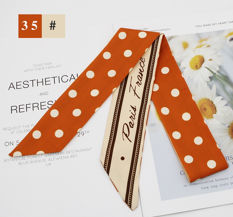 Mode Neue Art Obstblume Lange Krawatte Haar Seidenschal Stirnband display picture 25