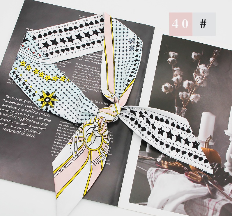 Mode Neue Art Obstblume Lange Krawatte Haar Seidenschal Stirnband display picture 34