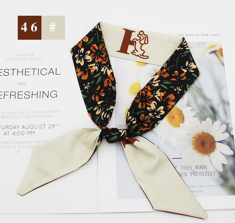 Fashion New Style Fruit Flower Long Tie Hair Silk Scarf Headband display picture 46