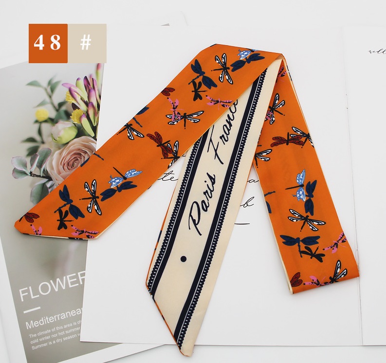 Mode Neue Art Obstblume Lange Krawatte Haar Seidenschal Stirnband display picture 51