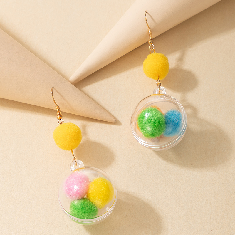 Korean Sweet Cute Fashion Style Color Ball Earrings display picture 3