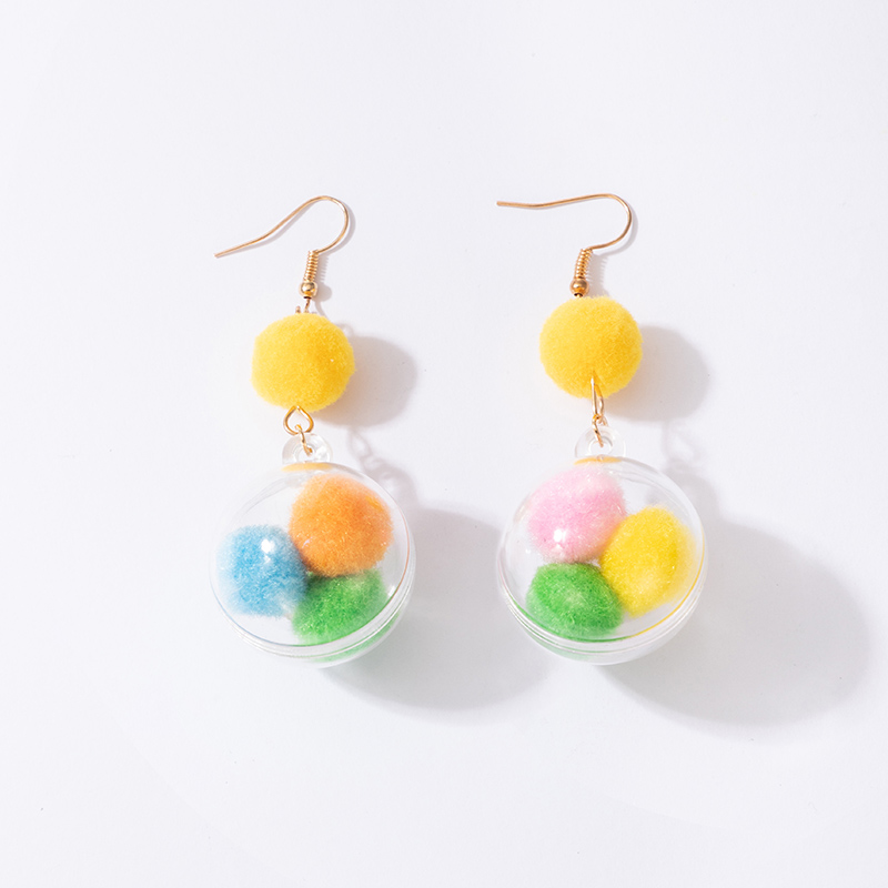 Korean Sweet Cute Fashion Style Color Ball Earrings display picture 5