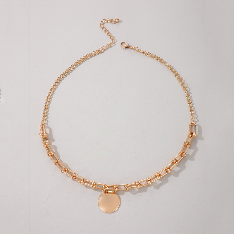Simple New Fashion Alloy Punk Style Clavicle Chain Disc Pendant Chain Necklace display picture 4