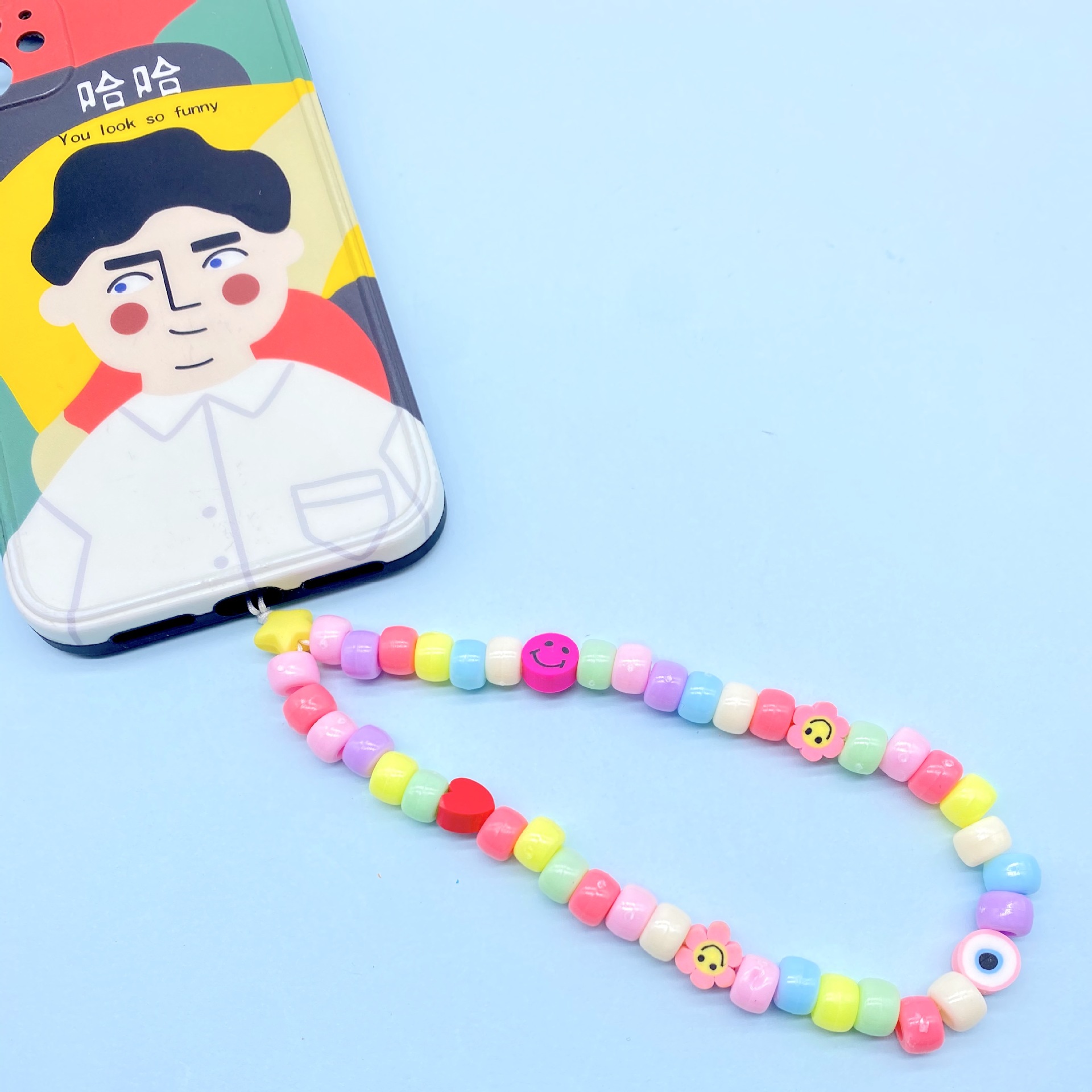 New Bohemian Style Simple Lanyard Smiley Soft Ceramic Acrylic Mobile Phone Chain display picture 4