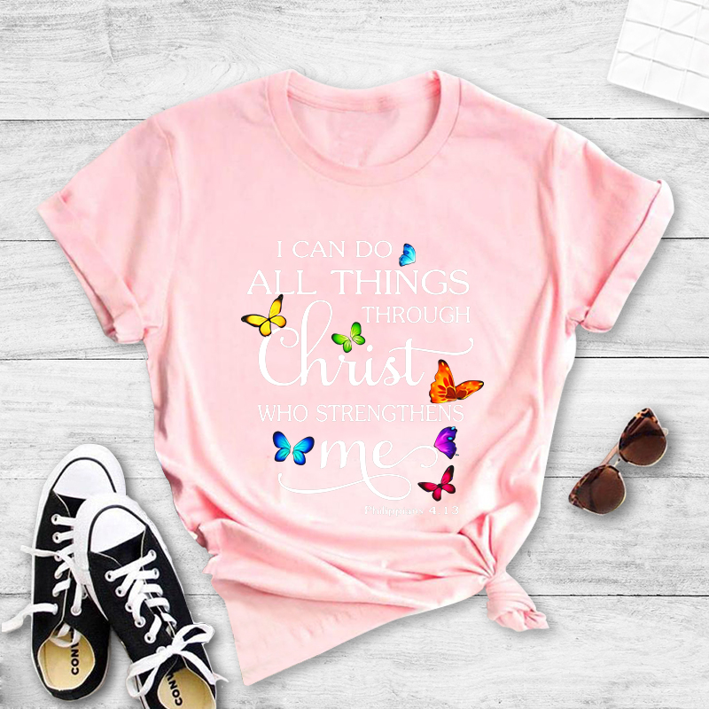 Casual Butterfly Letters Printed Short-sleeved T-shirt Women display picture 4