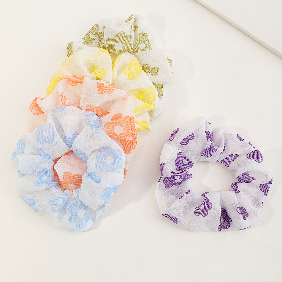 French Fashion Style Chiffon Floral Retro Hair Scrunchies Set display picture 1