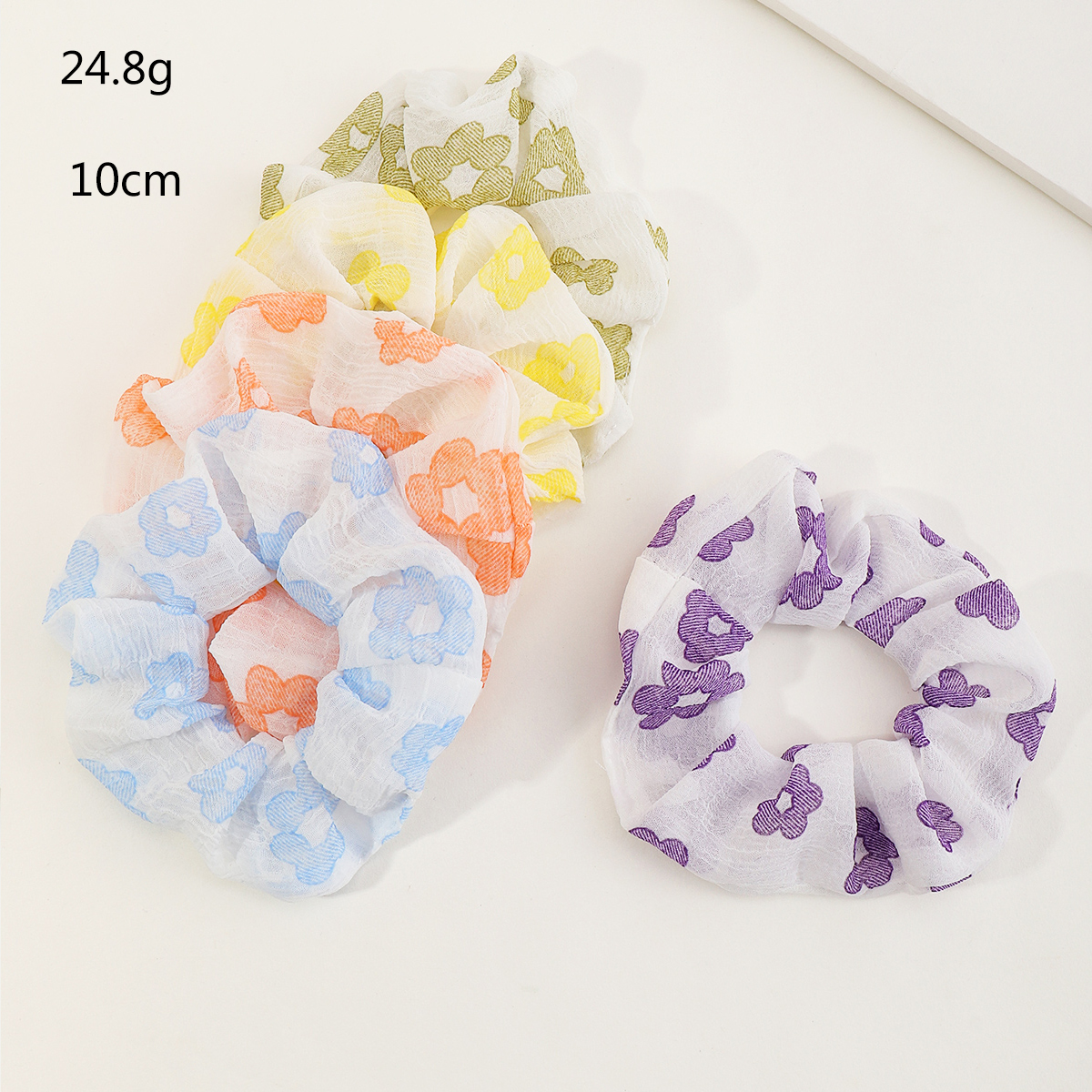 French Fashion Style Chiffon Floral Retro Hair Scrunchies Set display picture 2
