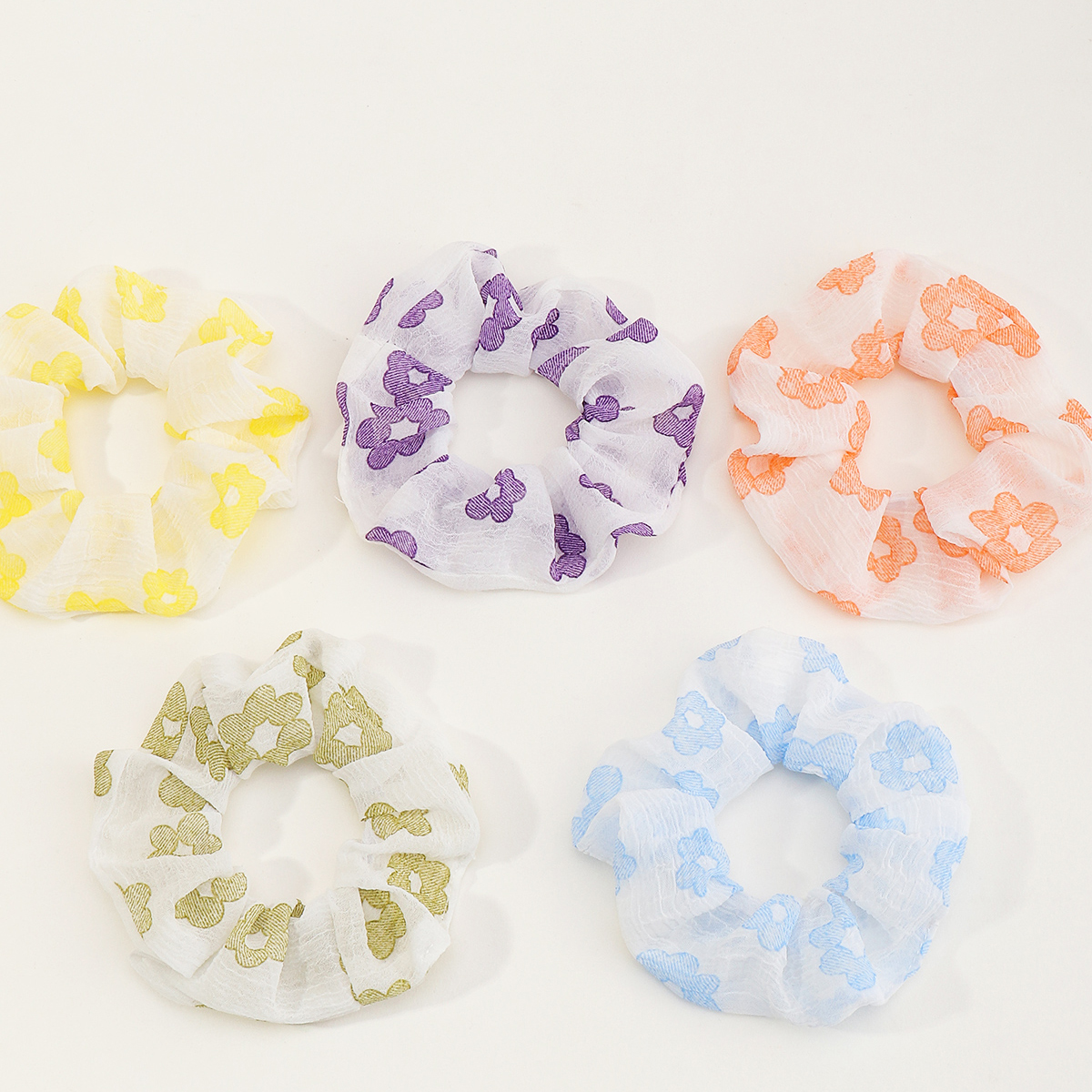 French Fashion Style Chiffon Floral Retro Hair Scrunchies Set display picture 4