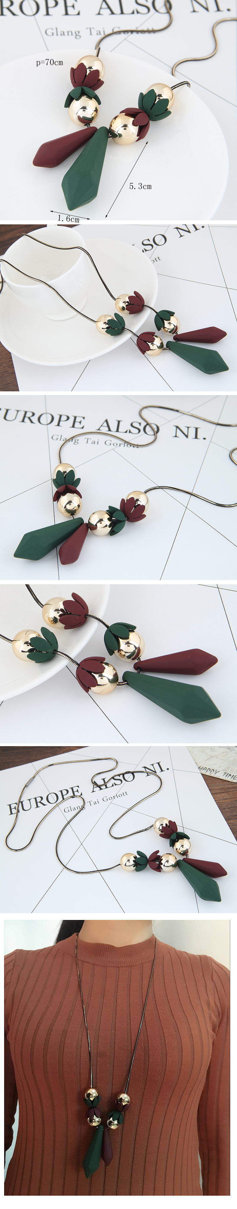 Koreanische Geometrische Bonbonfarbene Lange Legierung Halskette Großhandel display picture 1