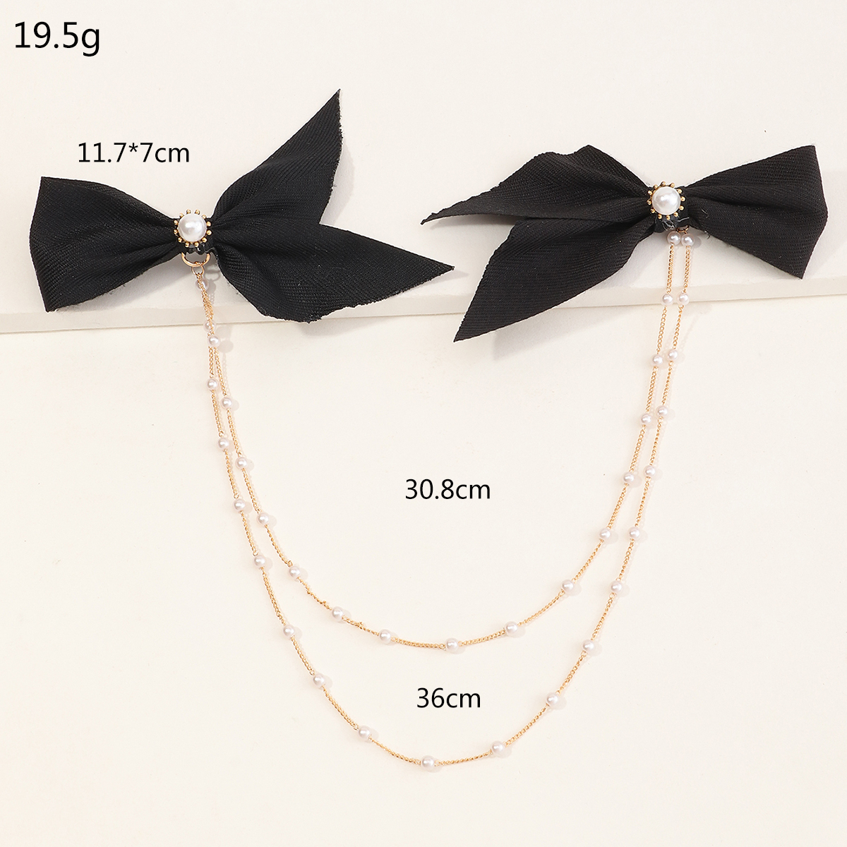 Fashion Korean New Style Simple Bowknot Double Chain Pearl Word Clip display picture 4