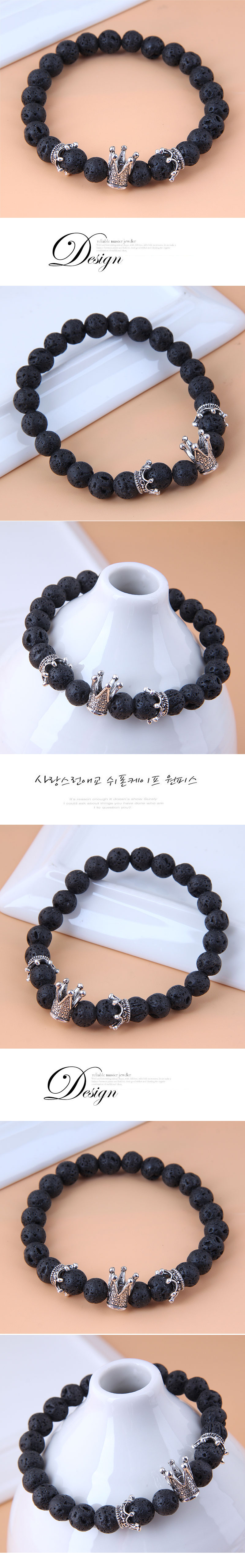 Fashion Metal Crown Volcanic Stone Alloy Bracelet Wholesale display picture 1