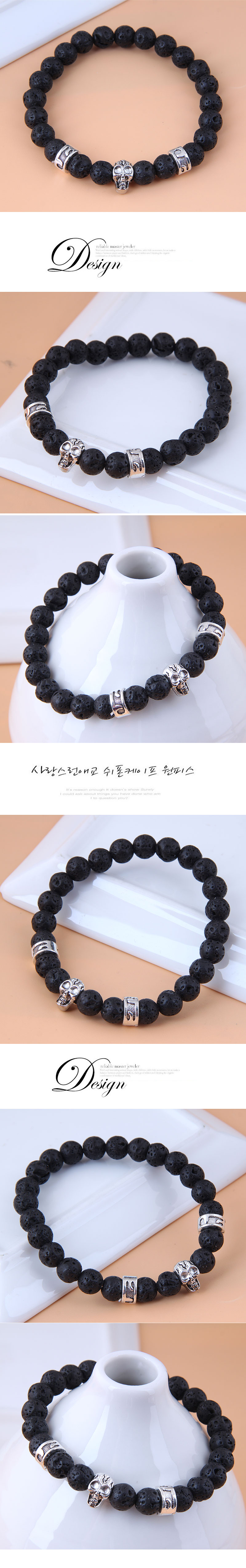 Fashion Metal Skull Volcanic Stone Alloy Bracelet Wholesale display picture 1