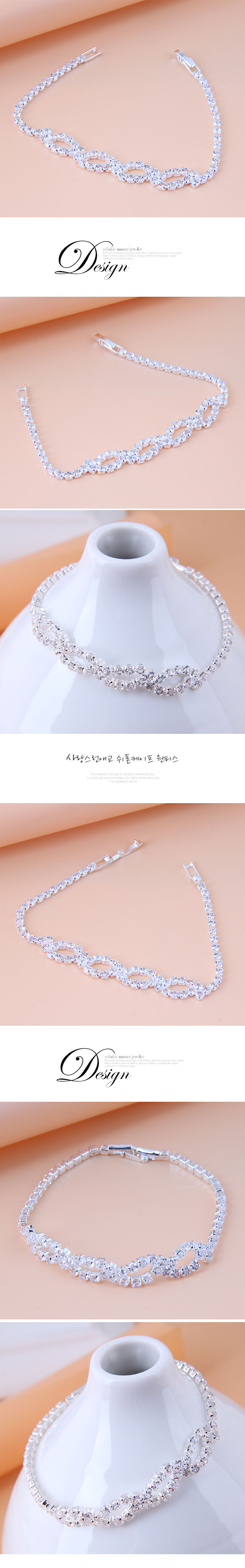 Korean Geometric Rhinestone Copper Bracelet Wholesale display picture 1